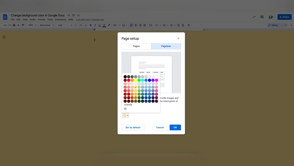 How to Change Page Color in Google Docs